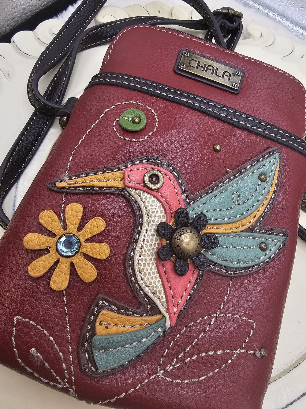 Chala Women’s Red Hummingbird Crossbody Bag
